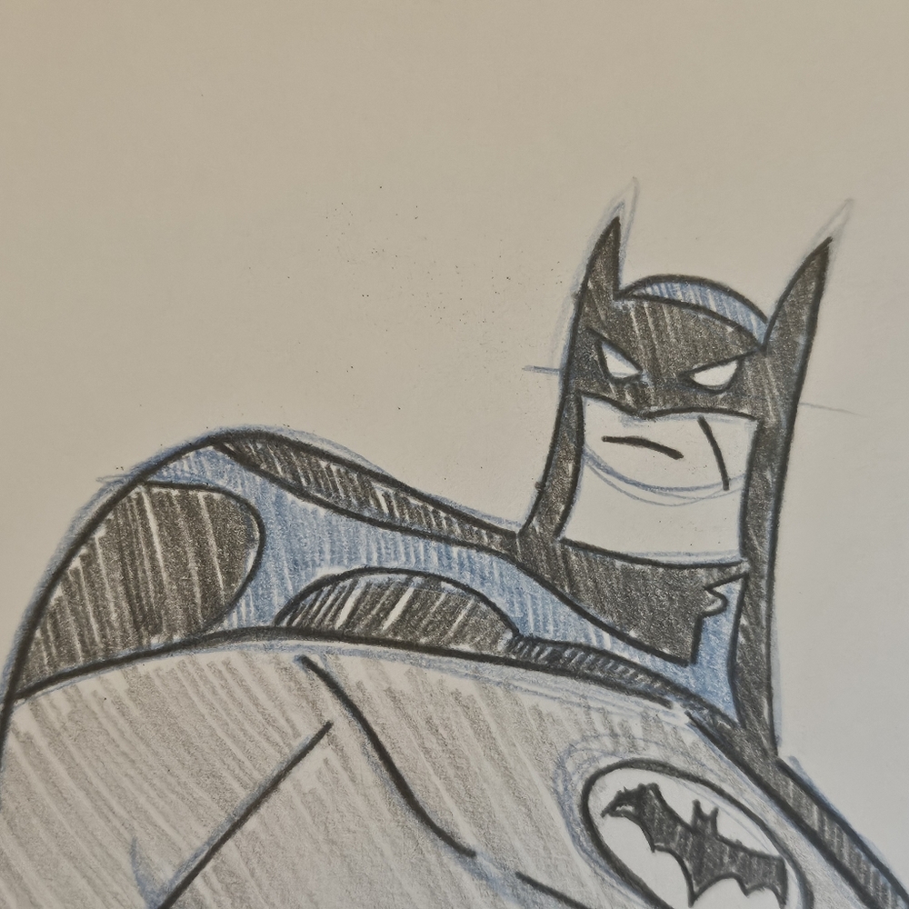 Batman Dark Knight DC Comics drawing/sketch WB animation hand made art signed - Picture 4 of 6